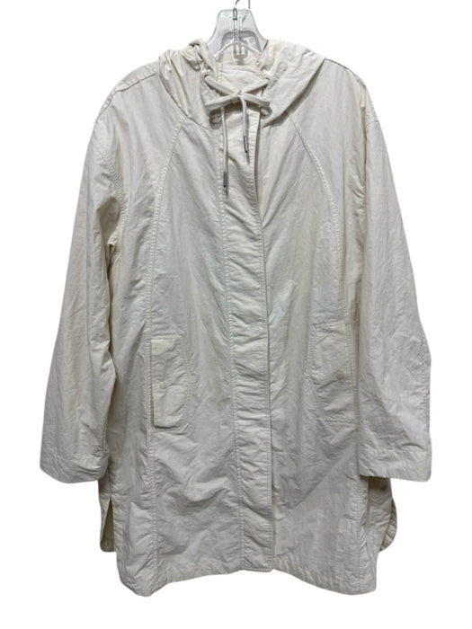 Athleta Size L Beige Nylon & Cotton Zip & Snaps Hood Rain jacket Coat Beige / L