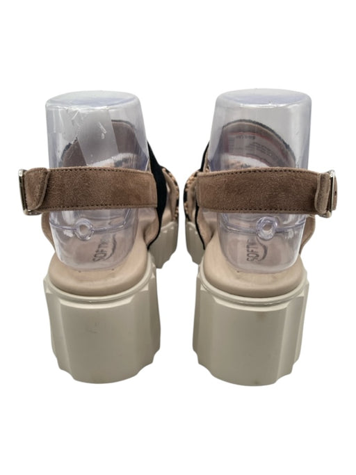 Softwaves Shoe Size 39 Beige & Black Suede Woven Detail Ankle Buckle Sandals Beige & Black / 39
