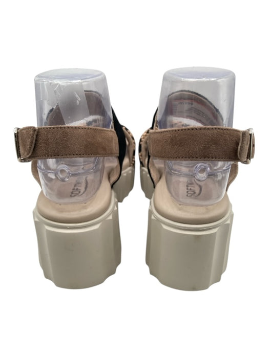 Softwaves Shoe Size 39 Beige & Black Suede Woven Detail Ankle Buckle Sandals Beige & Black / 39
