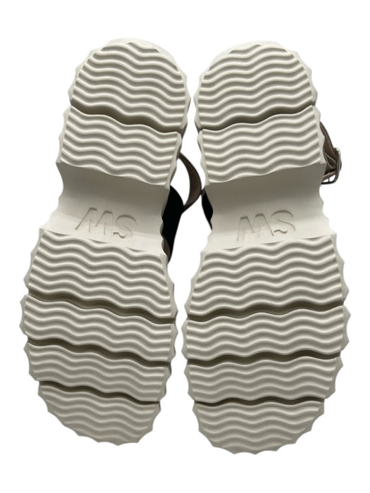 Softwaves Shoe Size 39 Beige & Black Suede Woven Detail Ankle Buckle Sandals Beige & Black / 39