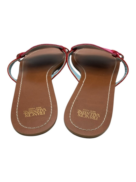 Frances Valentine Shoe Size 9B Pink & Red Pebble Leather Slide Mule Sandals Pink & Red / 9B