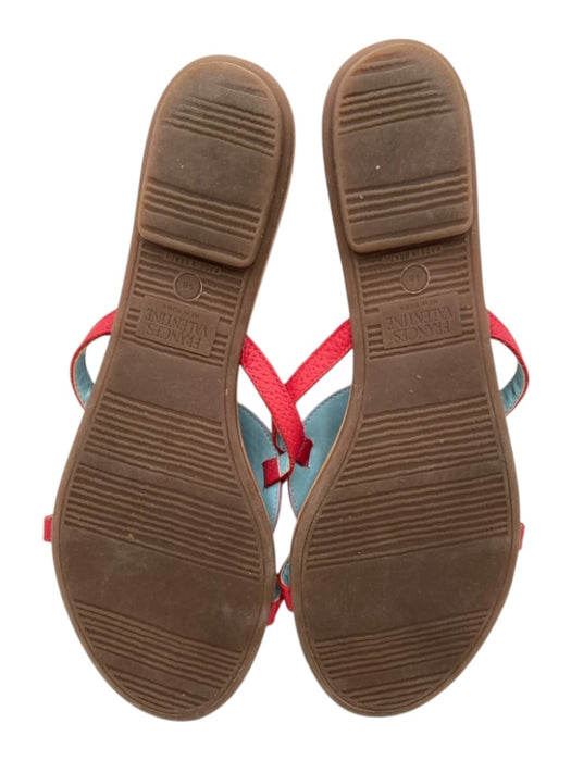 Frances Valentine Shoe Size 9B Pink & Red Pebble Leather Slide Mule Sandals Pink & Red / 9B