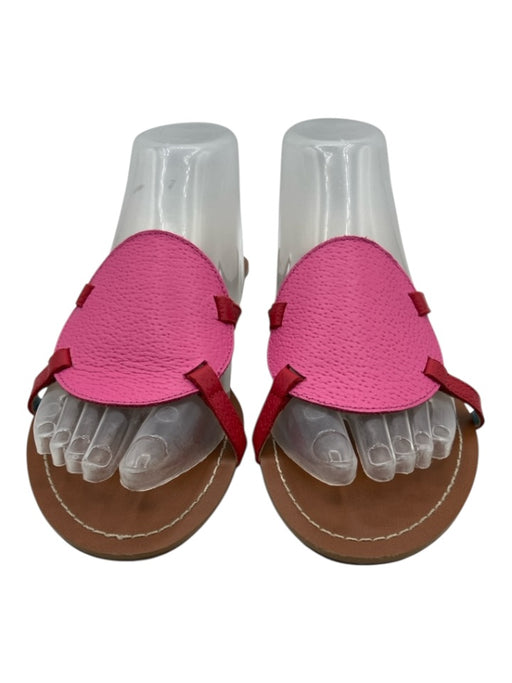 Frances Valentine Shoe Size 9B Pink & Red Pebble Leather Slide Mule Sandals Pink & Red / 9B