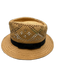 Scala Tan & Black Raffia Grossgrain Trim Perforated Panama Hat Tan & black / One Size