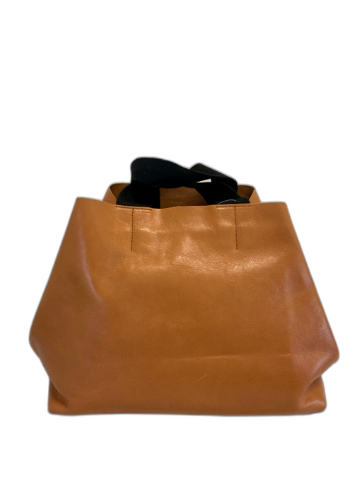 Clare V Tan & black Leather Canvas Handle Interior Compartments Logo Bag Tan & black / M