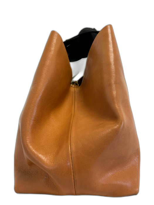 Clare V Tan & black Leather Canvas Handle Interior Compartments Logo Bag Tan & black / M