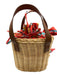 Anthropologie Tan, Brown & Orange Straw Leather Handle Floral Drawstring Bag Tan, Brown & Orange / Small