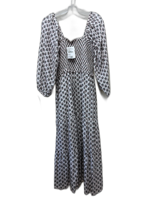 XiRENA Size Large White, Pink & Green Cotton Long Balloon Sleeve Floral Dress White, Pink & Green / Large