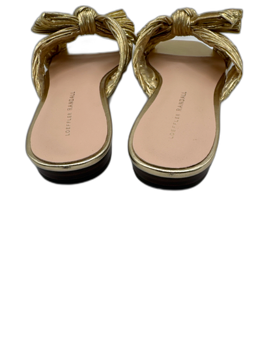Loeffler Randall Shoe Size 9 Gold Metallic & Polyester Accordian Pleats Sandals Gold / 9