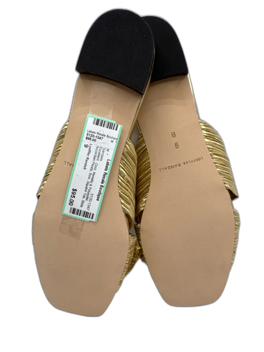 Loeffler Randall Shoe Size 9 Gold Metallic & Polyester Accordian Pleats Sandals Gold / 9
