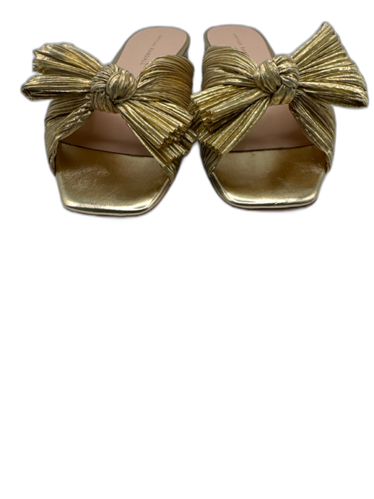 Loeffler Randall Shoe Size 9 Gold Metallic & Polyester Accordian Pleats Sandals Gold / 9
