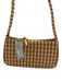 Loeffler Randall Tan & White Polyester Zip Close Gingham Shoulder Strap Bag Tan & White / Small