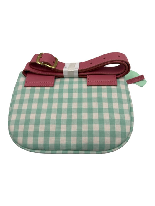 Clare V Aqua, White & Pink Polyester Leather Strap Gingham Belt Bag Bag Aqua, White & Pink / Small