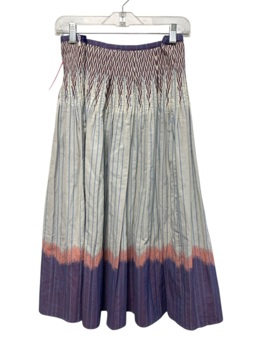 Hunter Bell Size 12 Purple, Blue, Pink Cotton Polyester Blend Side Zip Skirt Purple, Blue, Pink / 12