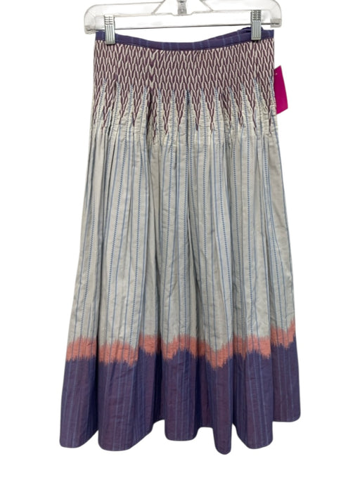 Hunter Bell Size 12 Purple, Blue, Pink Cotton Polyester Blend Side Zip Skirt Purple, Blue, Pink / 12