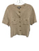 J Crew Size XL Cream Cotton & Polyamide Short Sleeve Knit Gold Buttons Cardigan Cream / XL