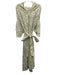 Parterre Size S Green & White Cotton Short Puff Sleeve Floral Print Midi Dress Green & White / S