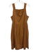 Everlane Size M Light Brown Cotton Seersucker Sleeveless Square Neck Midi Dress Light Brown / M