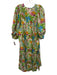 Mille Resort & Travel Size L Green, Blue, Multi Cotton Short Puff Sleeve Dress Green, Blue, Multi / L