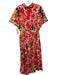 J Crew Size 12 Pink, Green, Orange Cotton Short Sleeve Floral Print Midi Dress Pink, Green, Orange / 12
