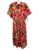 J Crew Size 12 Pink, Green, Orange Cotton Short Sleeve Floral Print Midi Dress Pink, Green, Orange / 12