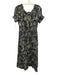 J Crew Collection Size L Navy blue & Cream Cotton Short Puff Sleeve Midi Dress Navy blue & Cream / L