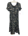 J Crew Collection Size L Navy blue & Cream Cotton Short Puff Sleeve Midi Dress Navy blue & Cream / L