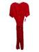 Everlane Size 12 Red Linen Short Sleeve Buttons Straight Leg Sash Jumpsuit Red / 12