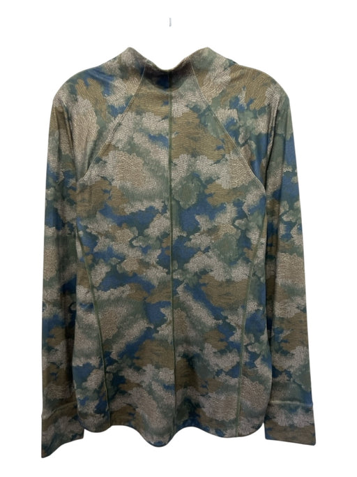 Athleta Size Est. Large Green, Blue, Cream Nylon Blend Abstract Athletic Jacket Green, Blue, Cream / Est. Large