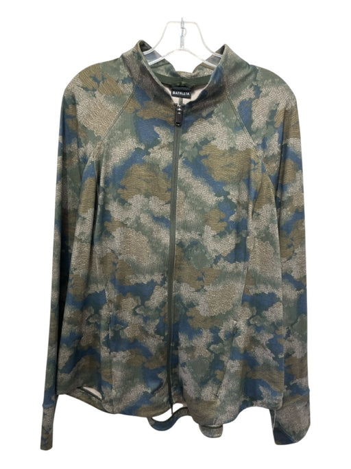 Athleta Size Est. Large Green, Blue, Cream Nylon Blend Abstract Athletic Jacket Green, Blue, Cream / Est. Large