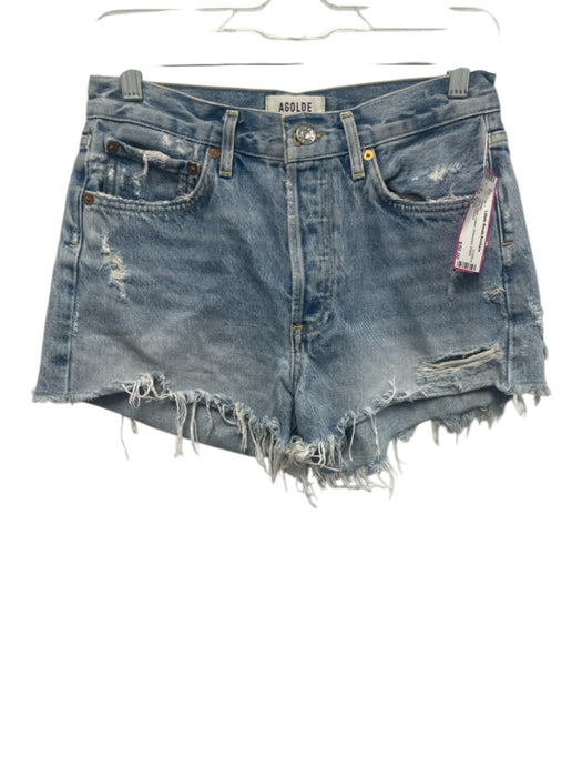 Agolde Size 25 Light Wash Cotton Distressed Button Fly Shorts Light Wash / 25