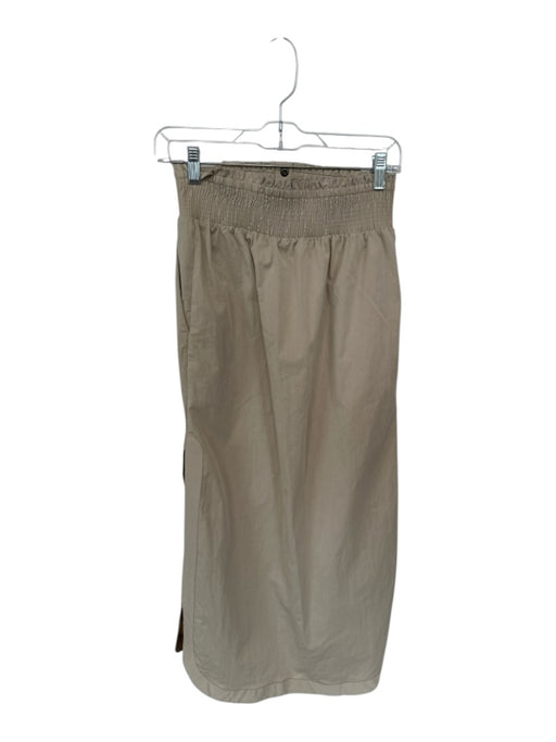By Anthropologie Size XXS Khaki Cotton Blend Smocked Waist Band Maxi Skirt Khaki / XXS