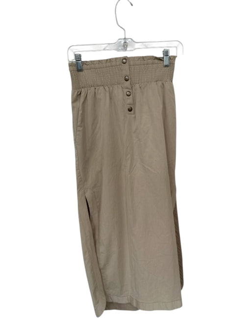 By Anthropologie Size XXS Khaki Cotton Blend Smocked Waist Band Maxi Skirt Khaki / XXS