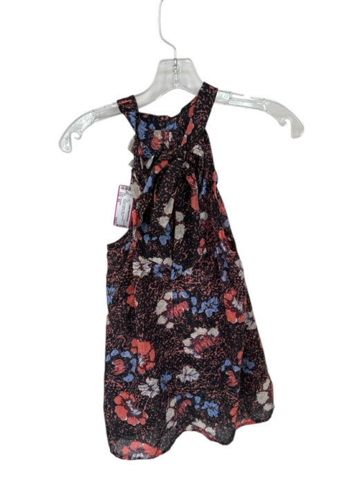 Cleobella Size XS Orange & Black Cotton Sleeveless Flowers Neck Tie Top Orange & Black / XS