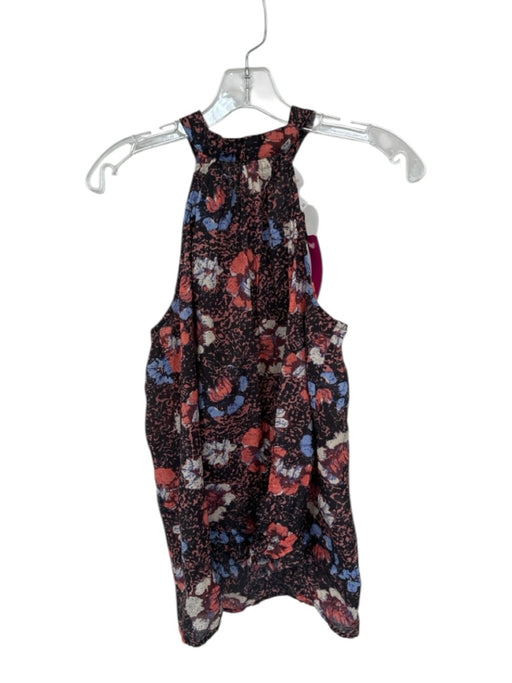 Cleobella Size XS Orange & Black Cotton Sleeveless Flowers Neck Tie Top Orange & Black / XS