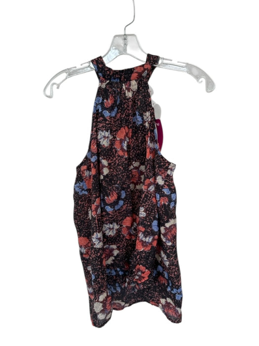 Cleobella Size XS Orange & Black Cotton Sleeveless Flowers Neck Tie Top Orange & Black / XS