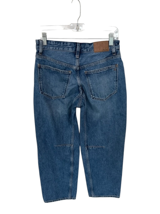 Madewell Size 24P Med Dark Wash Cotton High Waist Button Fly Barrel Jeans Med Dark Wash / 24P