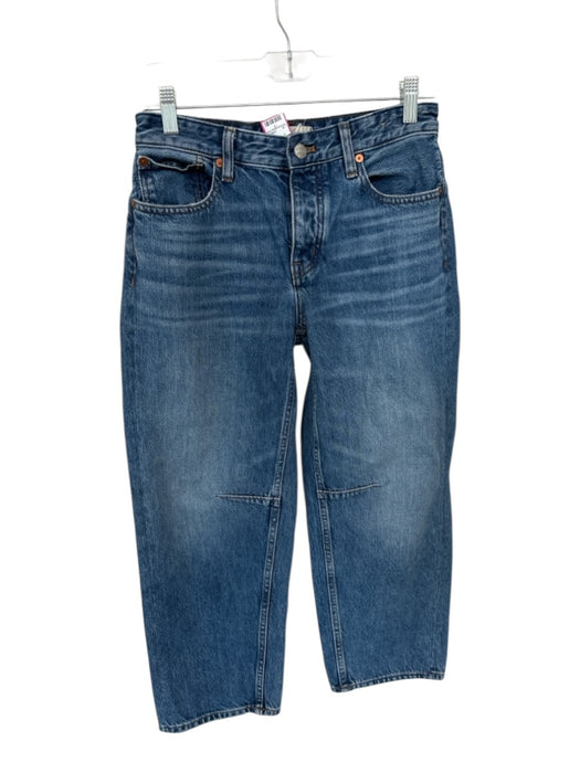 Madewell Size 24P Med Dark Wash Cotton High Waist Button Fly Barrel Jeans Med Dark Wash / 24P