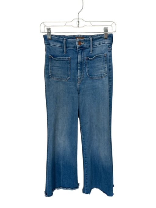 Mother Size 24 Med Light Wash Cotton Blend High Waist Flare Raw Hem Jeans Med Light Wash / 24