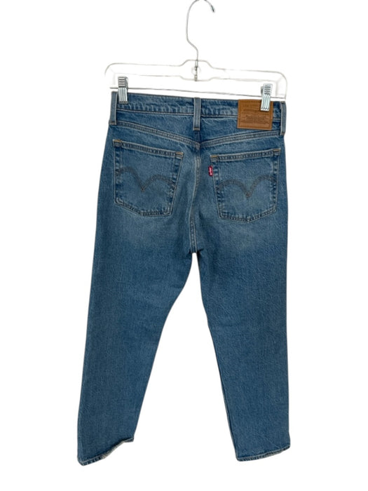 Levi's Size 25 Med Light Wash Cotton High Waist Button Fly Straight Jeans Med Light Wash / 25