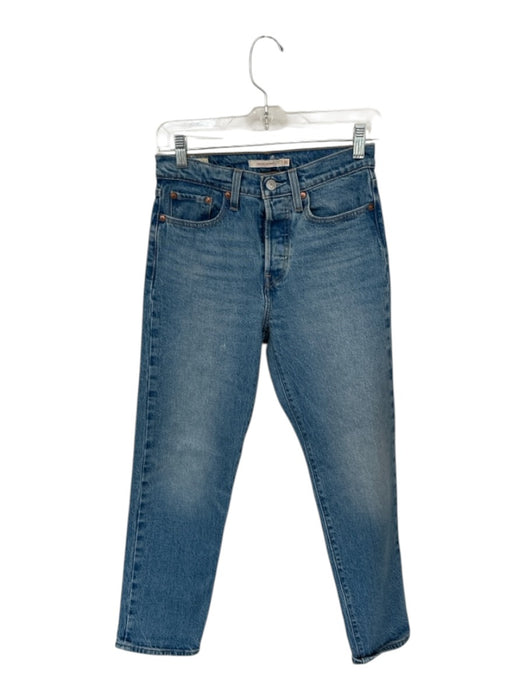 Levi's Size 25 Med Light Wash Cotton High Waist Button Fly Straight Jeans Med Light Wash / 25
