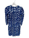 Maeve Size XS Blue & White 3/4 Sleeve Buttons Abstract Mini Dress Blue & White / XS