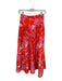 ML Monique Lhuillier Size 0 Pink & Orange Polyester Leaves Strapless Midi Skirt Pink & Orange / 0
