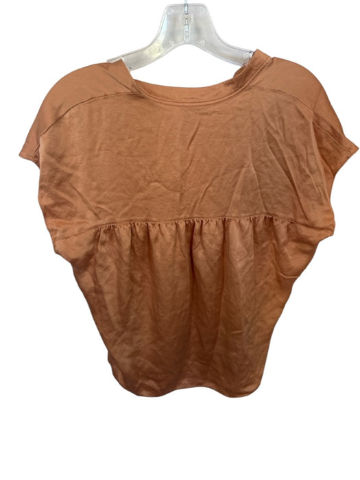 Vince Size XS Burnt Sienna Silk Cap Sleeve V Neck One Button Top Burnt Sienna / XS