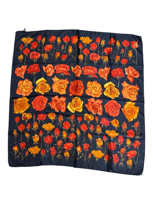 Frey Como Red, Orange & Black Silk Roses scarf Red, Orange & Black
