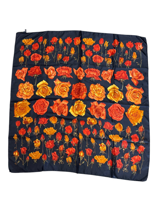 Frey Como Red, Orange & Black Silk Roses scarf Red, Orange & Black