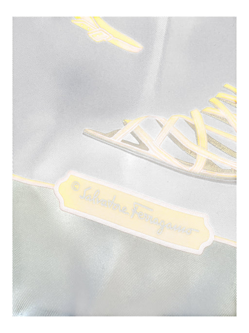 Salvatore Ferragamo Red, Yellow, White, Navy Silk Flowers Heel butterflies scarf Red, Yellow, White, Navy