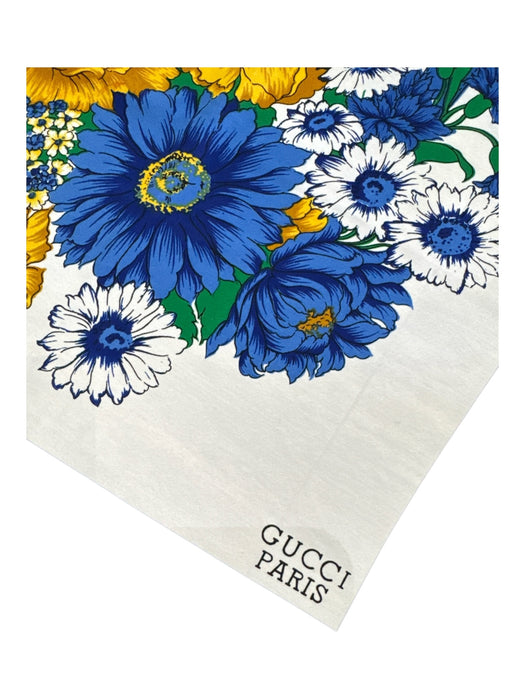 Gucci Blue, White, yellow Silk Floral Hat Print scarf Blue, White, yellow