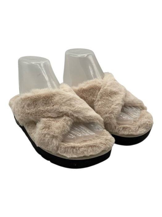 Stuart Weitzman Shoe Size 6.5 Beige & Black Faux Fur Rubber Sole Slide Sandals Beige & Black / 6.5