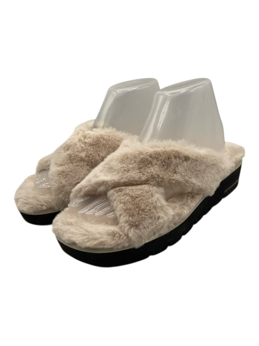 Stuart Weitzman Shoe Size 6.5 Beige & Black Faux Fur Rubber Sole Slide Sandals Beige & Black / 6.5